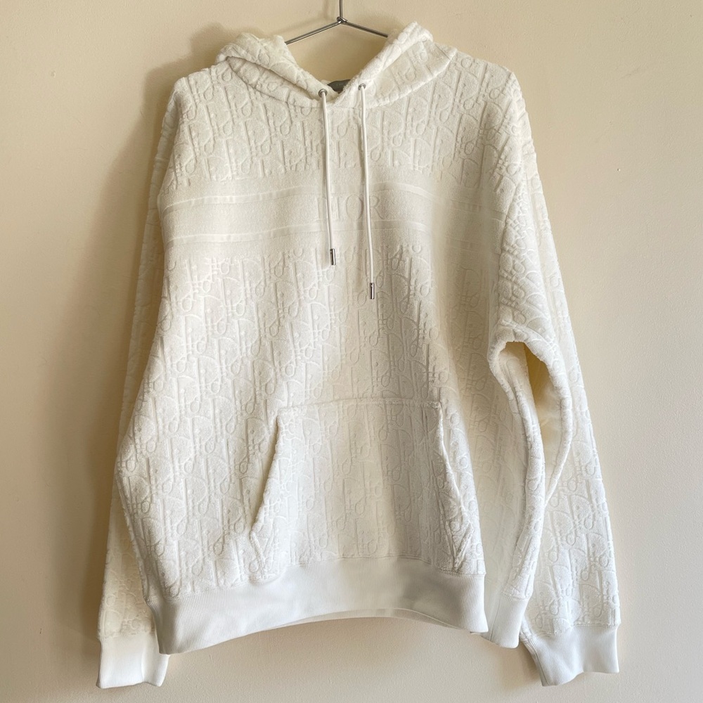 Dior White Monogram Terry Men's Hoodie